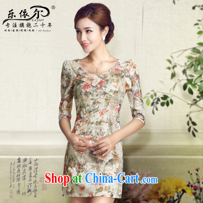 And, in accordance with the cuff antique cheongsam dress fall 2014 new girls daily Chinese improved cheongsam dress female saffron XXL