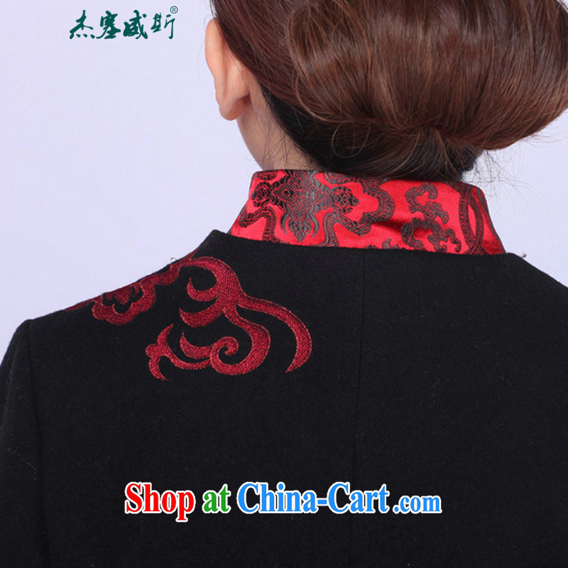 Jessup, autumn and winter, the autumn is the collar embroidered manual for Chinese T-shirt girl jacket J 0062 black XXXL, Jessup, qipao/Tang, and shopping on the Internet