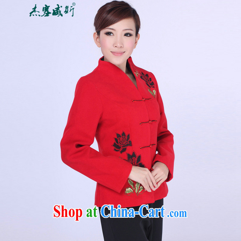 Cheng Kejie, Wiesbaden, autumn and winter, the autumn is an elegant, manually for further enquiries embroidered Sau San Tong replacing T-shirt girl jacket J 0061 red XXXL, Jessup, and shopping on the Internet
