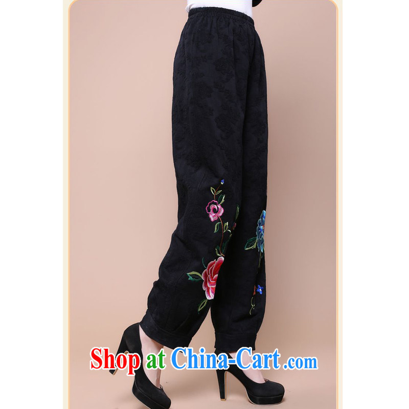 Forest narcissus fall 2014 the new loose the Code, older mothers with elasticated waist cotton jacquard Tang fitted pants FGR - B 130 black XXXL, forest narcissus (SenLinShuiXian), online shopping
