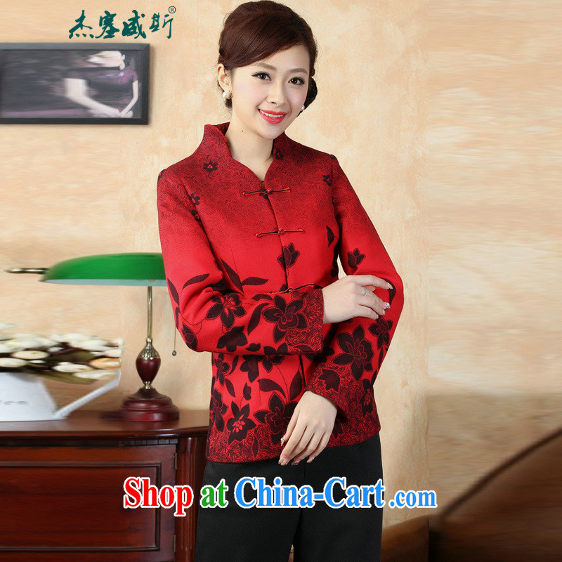 Jessup, autumn and winter, the stamp duty, for manually click the snap-chinese Chinese T-shirt jacket J 0067 red XXXL, Jessup, qipao/Tang, and shopping on the Internet