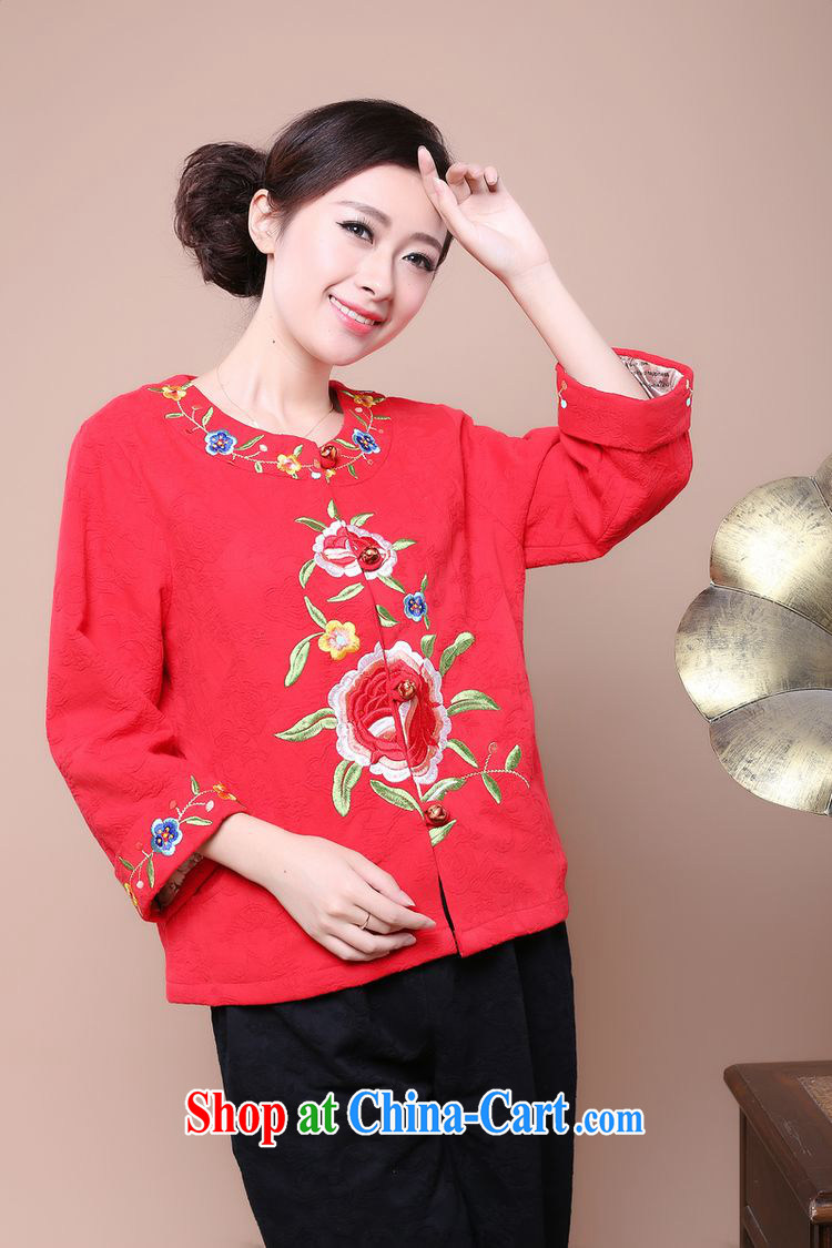 Forest narcissus fall 2014 the new loose the code cotton embroidered Chinese characteristics ethnic wind long-sleeved round neck T-shirt FGR - A of 211 red XXXL pictures, price, brand platters! Elections are good character, the national distribution, so why buy now enjoy more preferential! Health