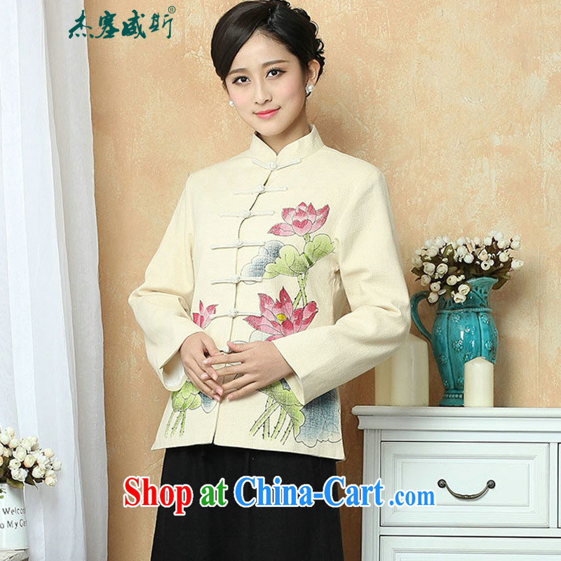 Jessup, autumn and winter, the elegant National wind, for manually click the Snap hand-painted embossed Chinese shirt Tang jackets M 2390 - 2 beige XXXL, Jessup, and shopping on the Internet