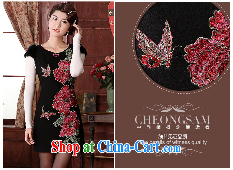 The CYD HO Kwun Tong' butterfly fatally jealous 2015 winter clothing gross cheongsam dress so retro improved winter embroidered dresses FW 4925 black XXL pictures, price, brand platters! Elections are good character, the national distribution, so why buy now enjoy more preferential! Health