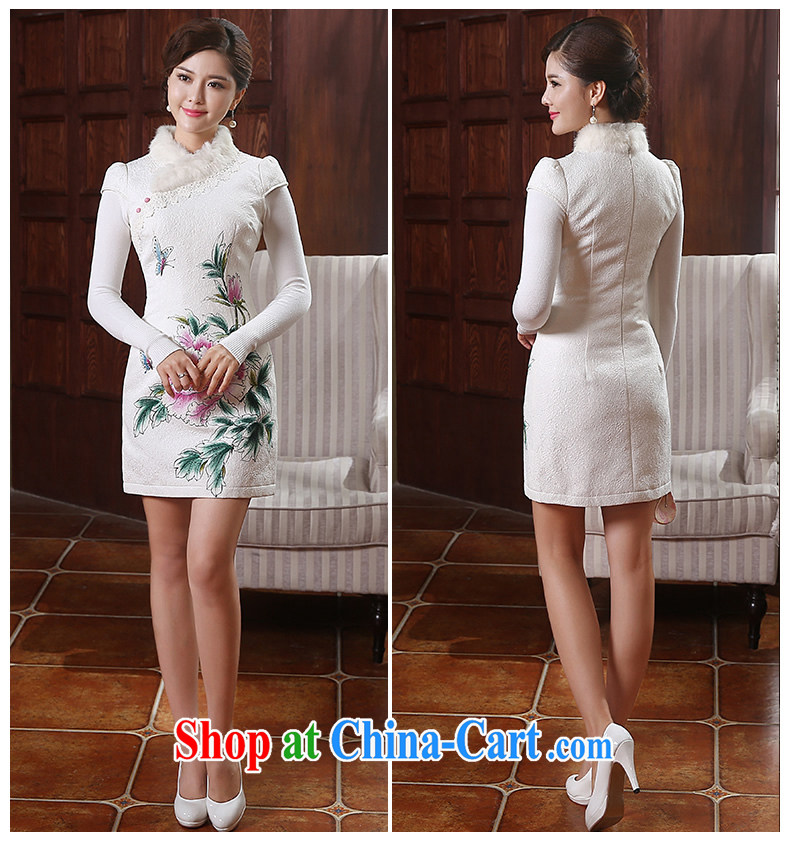 The CYD HO Kwun Tong' Butterfly in love winter clothes and hair tie-clip cotton robes 2014 autumn and winter improved stylish dresses QD 4915 white XL pictures, price, brand platters! Elections are good character, the national distribution, so why buy now enjoy more preferential! Health