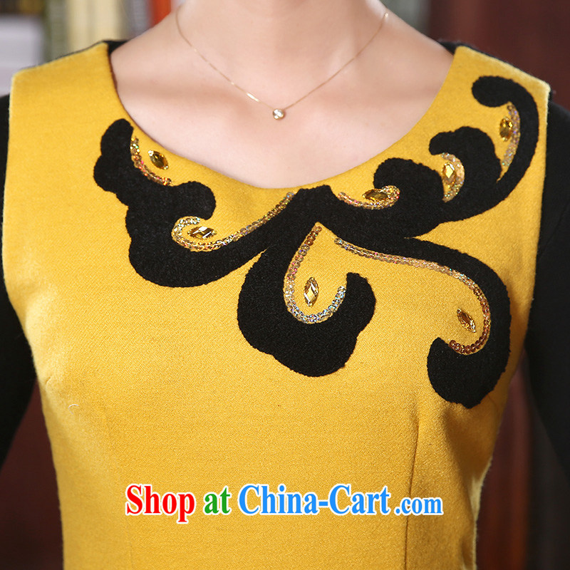 The CYD HO Kwun Tong' autumn and a stunning Winter clothing retro improved dresses 2015 new, so gross female cheongsam dress FW 4901 yellow S, Sau looked Tang, shopping on the Internet
