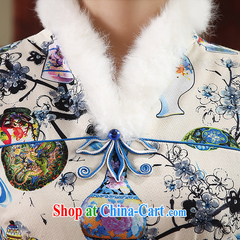 The CYD HO Kwun Tong' colorful bottle winter clothing stamp folder cotton cheongsam Chinese improved retro ethnic wind dresses QD 4913 S suit, Sau looked Tang, shopping on the Internet