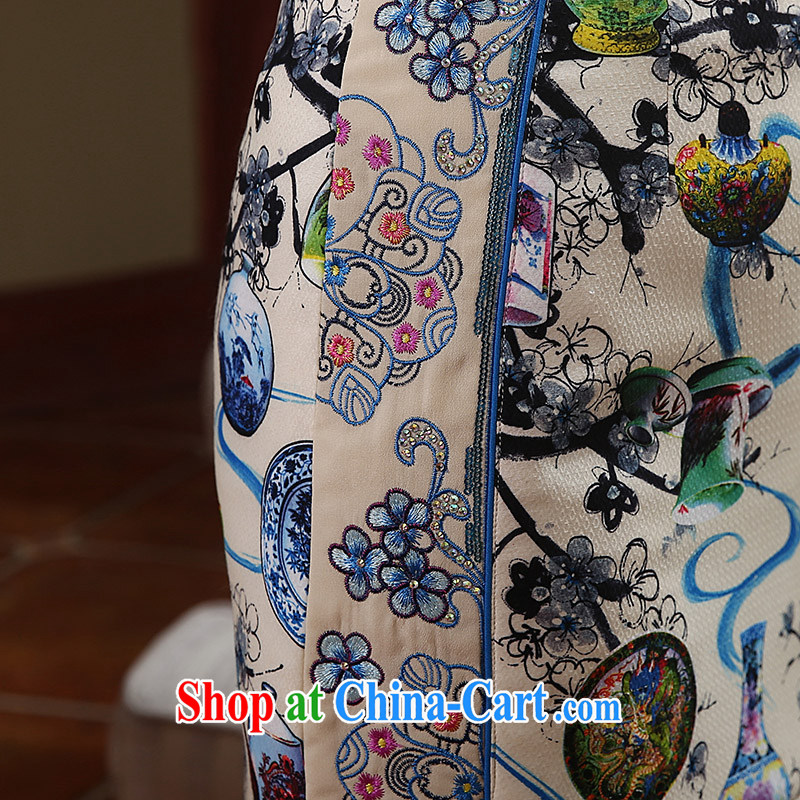 The CYD HO Kwun Tong' colorful bottle winter clothing stamp folder cotton cheongsam Chinese improved retro ethnic wind dresses QD 4913 S suit, Sau looked Tang, shopping on the Internet