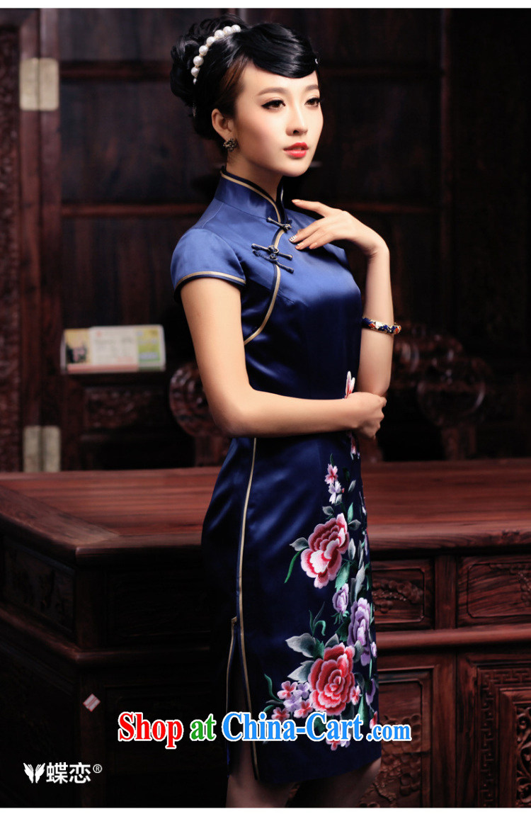 Butterfly Lovers 2015 spring new improved stylish and elegant qipao dresses the embroidered heavy Silk Cheongsam 49,084 blue - pre-sale 20 days XL pictures, price, brand platters! Elections are good character, the national distribution, so why buy now enjoy more preferential! Health