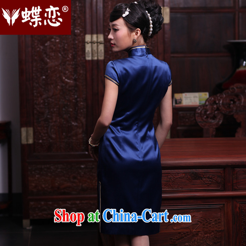 Butterfly Lovers 2015 spring new improved stylish and elegant qipao dresses hand embroidered heavy Silk Cheongsam 49,084 blue - pre-sale 20 days XL, Butterfly Lovers, shopping on the Internet