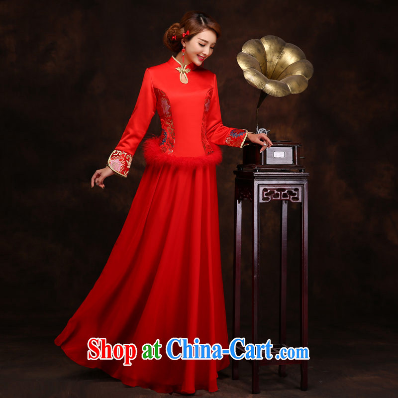 Love Of The bride's life the cheongsam dress wedding dress dress long red retro style autumn and winter red XXL, love life, and shopping on the Internet