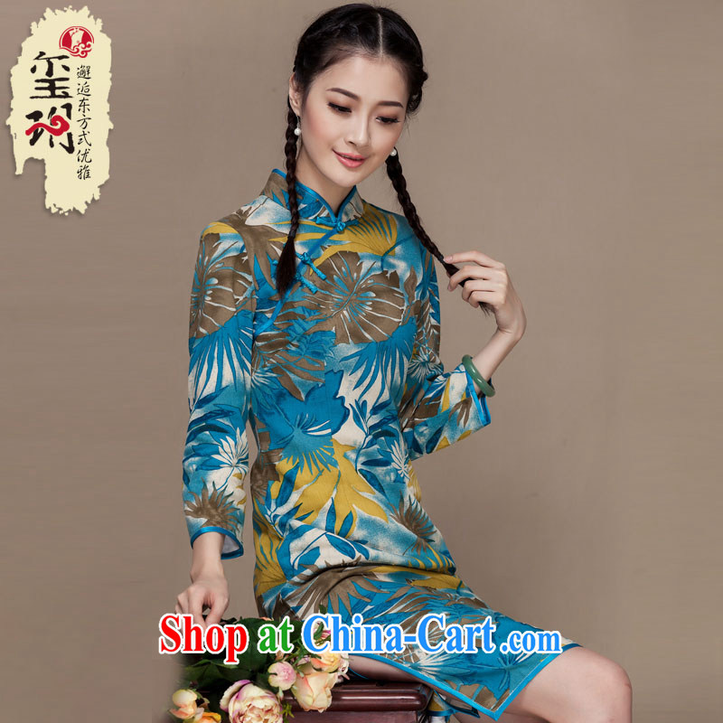 Yin Yue seal autumn 2015 New Long cotton robes the retro daily improved cheongsam ethnic wind Chinese picture color XXL seal, Yin Yue, shopping on the Internet