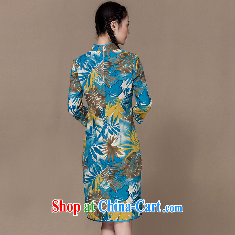 Yin Yue seal autumn 2015 New Long cotton robes the retro daily improved cheongsam ethnic wind Chinese picture color XXL seal, Yin Yue, shopping on the Internet