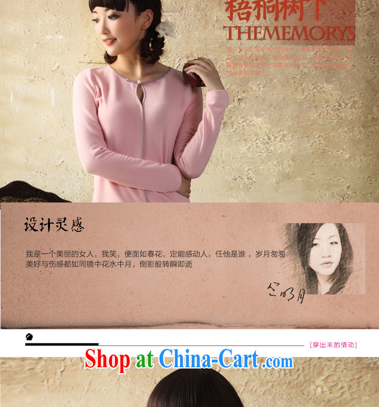 once and for all to be fatally jealous Heart long-sleeved Chinese knitting T-shirt Autumn with Chinese wind Chinese Tang Women's clothes ethnic wind pink L pictures, price, brand platters! Elections are good character, the national distribution, so why buy now enjoy more preferential! Health