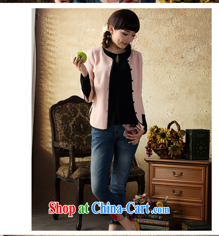 once and for all to be fatally jealous Heart long-sleeved Chinese knitting T-shirt Autumn with Chinese wind Chinese Tang Women's clothes ethnic wind pink L pictures, price, brand platters! Elections are good character, the national distribution, so why buy now enjoy more preferential! Health