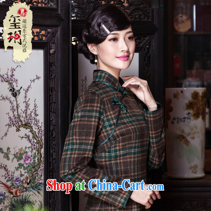 Royal Seal Yin Yue 2015 autumn and winter, the wind of cheongsam wool? classic tartan daily improved game cheongsam dress picture color XXL seal, Yin Yue, shopping on the Internet