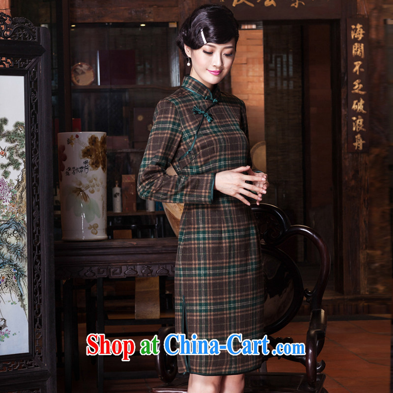 Royal Seal Yin Yue 2015 autumn and winter, the wind of cheongsam wool? classic tartan daily improved game cheongsam dress picture color XXL seal, Yin Yue, shopping on the Internet