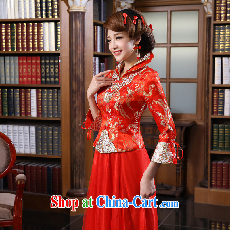 A good service is 2015 new spring and summer red Chinese bride Xiao Fengxian wedding dresses long dresses serving toast winter long dress XL