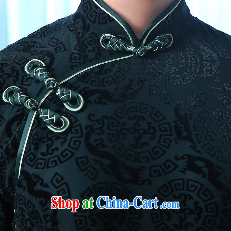 The CYD HO Kwun Tong' Pi-yan spring cuff in dresses 2014 new, Retro, long, mother dress skirt QZ 4812 dark XXXL, Sau looked Tang, shopping on the Internet