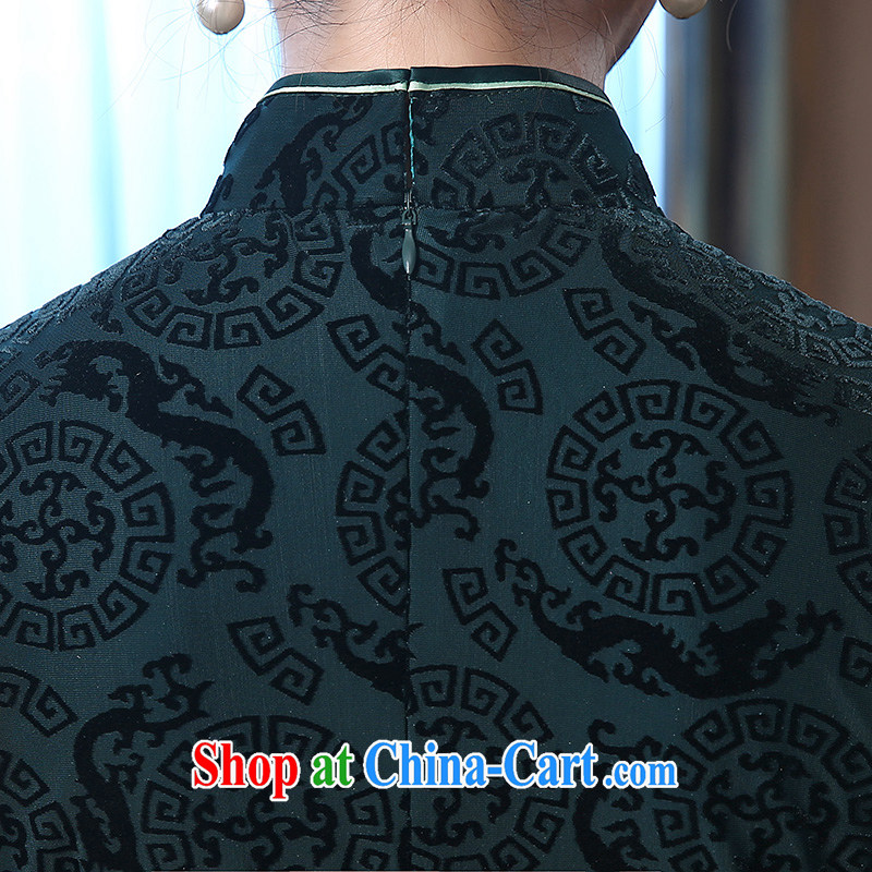 The CYD HO Kwun Tong' Pi-yan spring cuff in dresses 2014 new, Retro, long, mother dress skirt QZ 4812 dark XXXL, Sau looked Tang, shopping on the Internet