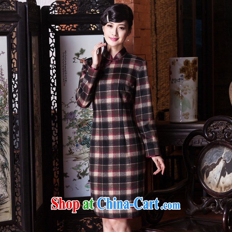 Yin Yue seal 2015 new hair do wool dresses in this long day improved long-sleeved autumn and winter dresses, skirts red tartan S seal, Yin Yue, shopping on the Internet
