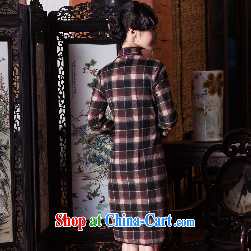 Yin Yue seal 2015 new hair do wool dresses in this long day improved long-sleeved autumn and winter dresses, skirts red tartan S seal, Yin Yue, shopping on the Internet