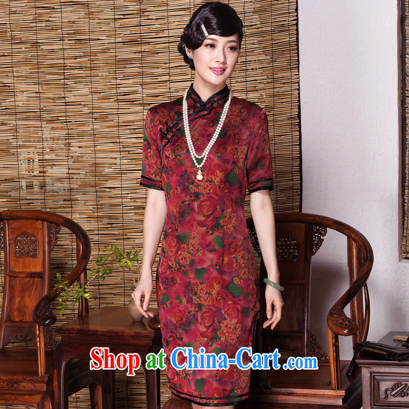Yin Yue seal autumn 2015 New Silk silk fragrant cloud yarn girls dresses daily improved bilateral banquet cheongsam dress picture color M seal, Yin Yue, shopping on the Internet
