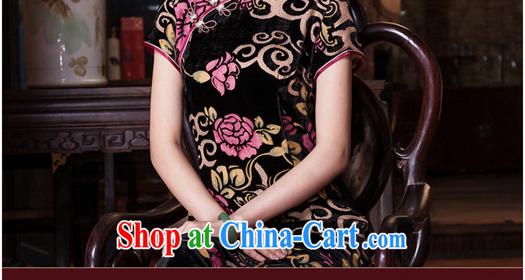 Yin Yue seal 2015 autumn long silk black flower lint-free cloth ironing drill outfit sauna annual silk dress cheongsam dress blue M pictures, price, brand platters! Elections are good character, the national distribution, so why buy now enjoy more preferential! Health