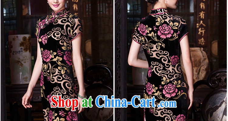 Yin Yue seal 2015 autumn long silk black flower lint-free cloth ironing drill outfit sauna annual silk dress cheongsam dress blue M pictures, price, brand platters! Elections are good character, the national distribution, so why buy now enjoy more preferential! Health