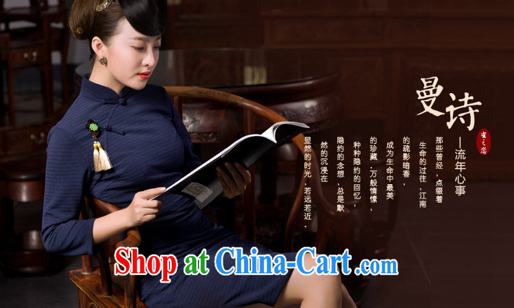 Bird lovers of poetry, 2015 spring new cheongsam dress birds of land improvement and stylish 9 cuff retro elegant qipao Tibetan cyan XXXL pictures, price, brand platters! Elections are good character, the national distribution, so why buy now enjoy more preferential! Health