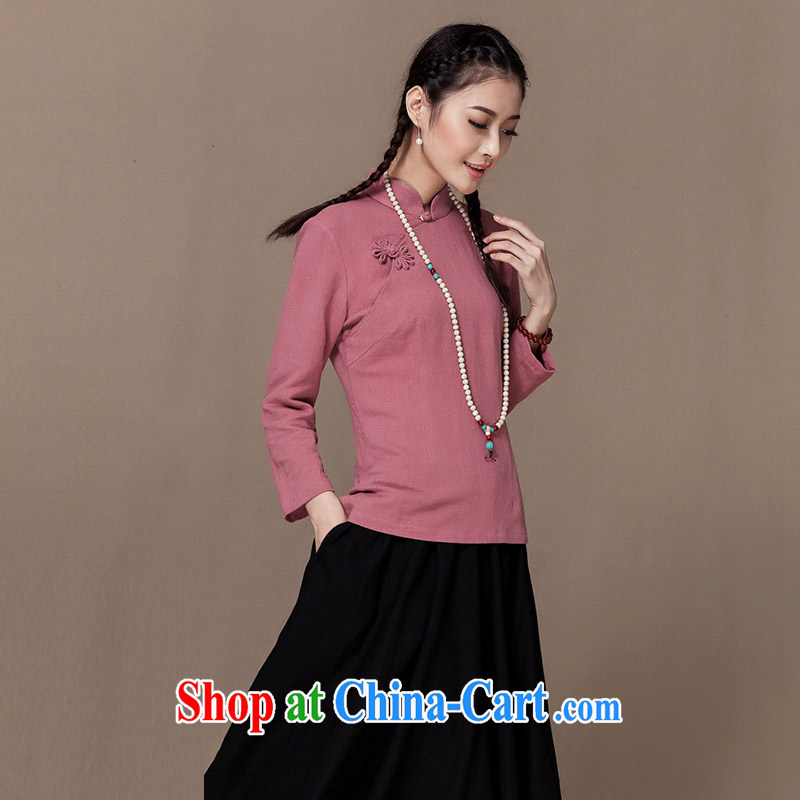 Autumn 2015 new units the commission long-sleeved tang on the buckle Han-linen Chinese literary and art nouveau cheongsam shirt blue XXL seal, Yin Yue, shopping on the Internet