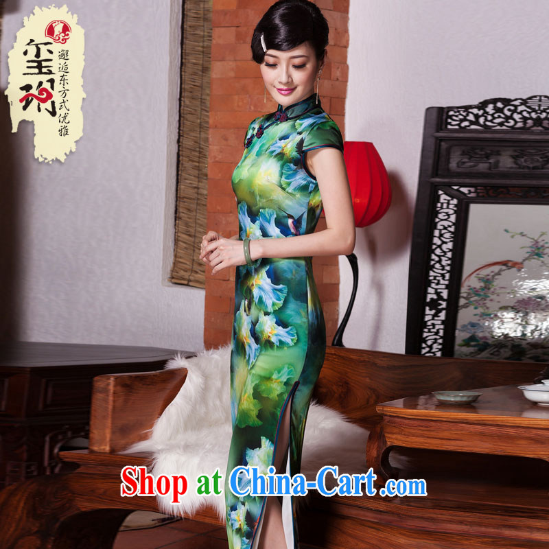 Yin Yue seal autumn 2015 New Silk long cheongsam Annual Meeting banquet, qipao Beauty Fashion improved picture color XL seal, Yin Yue, shopping on the Internet