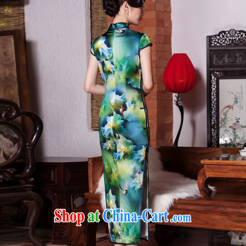 Yin Yue seal autumn 2015 New Silk long cheongsam Annual Meeting banquet, qipao Beauty Fashion improved picture color XL seal, Yin Yue, shopping on the Internet