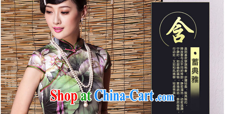 Yin Yue seal summer Lotus luxury sauna Silk Cheongsam summer improved stylish elegance heavy Silk Cheongsam dress picture color XXL pictures, price, brand platters! Elections are good character, the national distribution, so why buy now enjoy more preferential! Health
