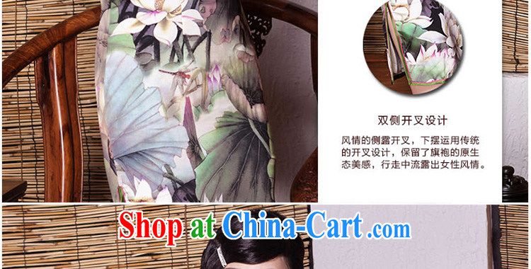 Yin Yue seal summer Lotus luxury sauna Silk Cheongsam summer improved stylish elegance heavy Silk Cheongsam dress picture color XXL pictures, price, brand platters! Elections are good character, the national distribution, so why buy now enjoy more preferential! Health