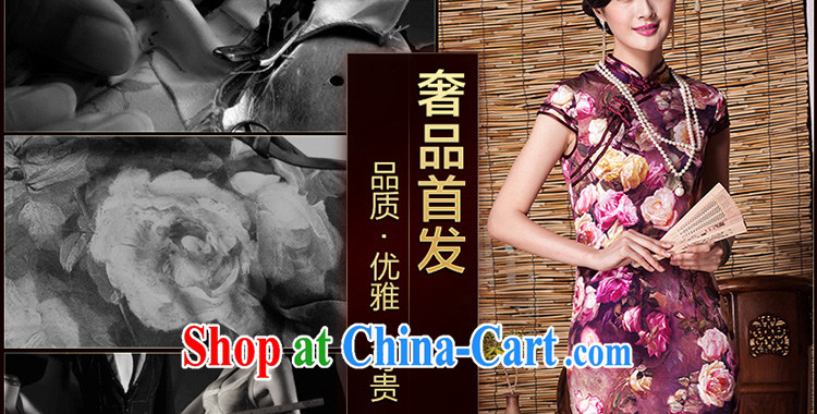 Yin Yue seal 2015 autumn, roses heavy Silk Cheongsam dress improved cultivating retro sauna silk dress cheongsam picture color XXL pictures, price, brand platters! Elections are good character, the national distribution, so why buy now enjoy more preferential! Health