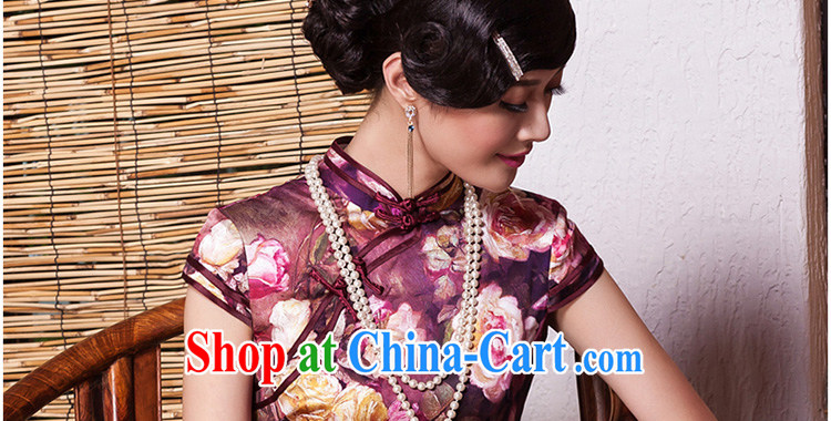 Yin Yue seal 2015 autumn, roses heavy Silk Cheongsam dress improved cultivating retro sauna silk dress cheongsam picture color XXL pictures, price, brand platters! Elections are good character, the national distribution, so why buy now enjoy more preferential! Health