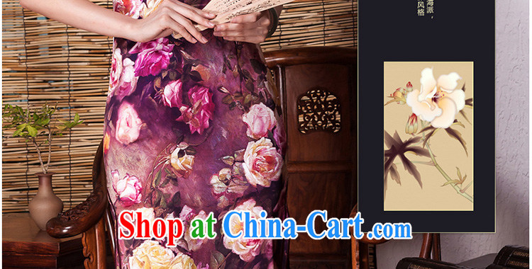 Yin Yue seal 2015 autumn, roses heavy Silk Cheongsam dress improved cultivating retro sauna silk dress cheongsam picture color XXL pictures, price, brand platters! Elections are good character, the national distribution, so why buy now enjoy more preferential! Health