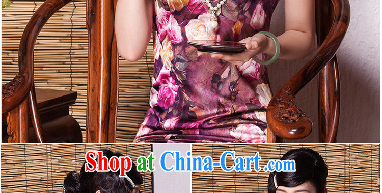 Yin Yue seal 2015 autumn, roses heavy Silk Cheongsam dress improved cultivating retro sauna silk dress cheongsam picture color XXL pictures, price, brand platters! Elections are good character, the national distribution, so why buy now enjoy more preferential! Health