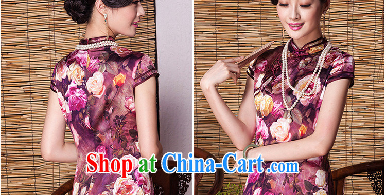 Yin Yue seal 2015 autumn, roses heavy Silk Cheongsam dress improved cultivating retro sauna silk dress cheongsam picture color XXL pictures, price, brand platters! Elections are good character, the national distribution, so why buy now enjoy more preferential! Health