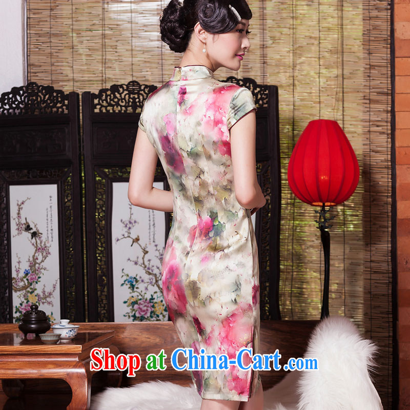 Yin Yue seal 2015 summer and autumn New Silk Cheongsam daily short-sleeved Ethnic Wind cheongsam dress Stylish retro improved picture color S seal, Yin Yue, shopping on the Internet
