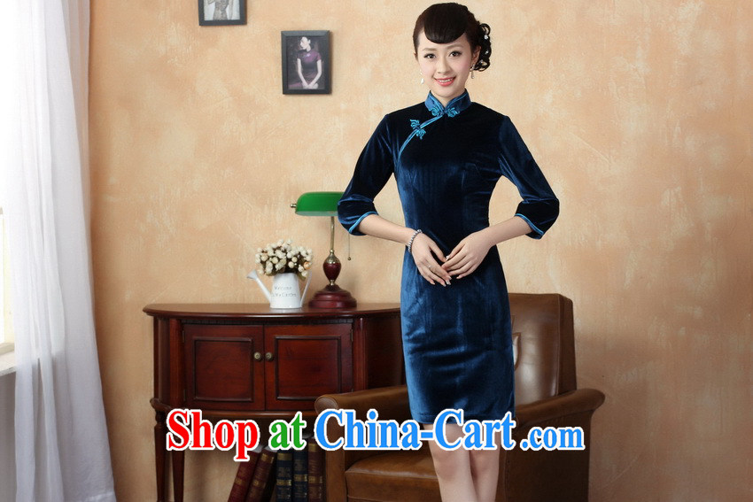 kam world the Hyatt female new Pure color-stretch the wool improved cheongsam 7 cuff-tie lady sweet temperament, for cultivating graphics thin even coat, blue 0001 3 XL pictures, price, brand platters! Elections are good character, the national distribution, so why buy now enjoy more preferential! Health
