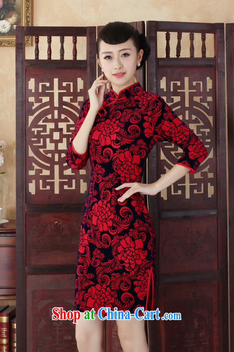 Take the Tang Women's clothes autumn outfit New Ethnic Wind Chinese improved gold velour cultivation for the cheongsam dress 7 cuff red XL pictures, price, brand platters! Elections are good character, the national distribution, so why buy now enjoy more preferential! Health