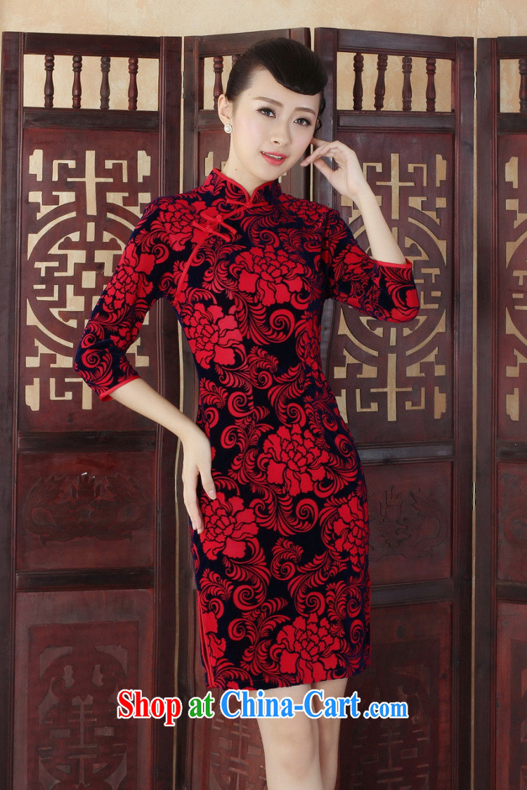 Take the Tang Women's clothes autumn outfit New Ethnic Wind Chinese improved gold velour cultivation for the cheongsam dress 7 cuff red XL pictures, price, brand platters! Elections are good character, the national distribution, so why buy now enjoy more preferential! Health