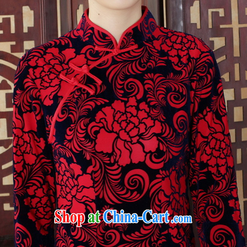 Take the Tang Women's clothes autumn outfit New Ethnic Wind Chinese improved, scouring pads, cultivating their cheongsam dress 7 sub-sleeved red XL, figure, and shopping on the Internet