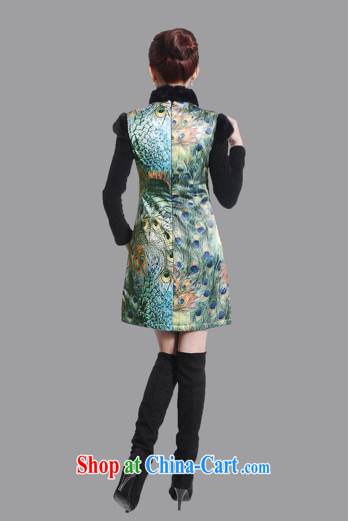 spend the winter clothes Tang Women's clothes, cheongsam collar hair collar Chinese improved birds winter at the damask cotton short cheongsam uniforms green 2 XL pictures, price, brand platters! Elections are good character, the national distribution, so why buy now enjoy more preferential! Health