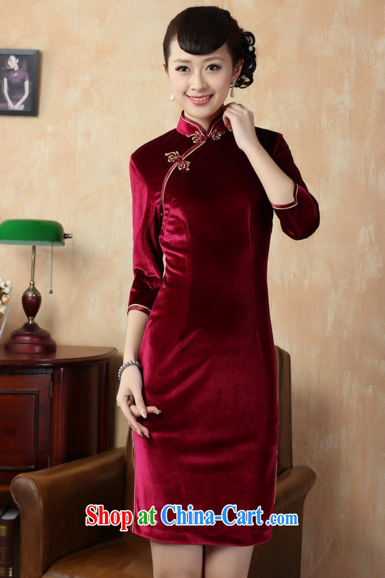 Jessup, autumn and winter, new retro style, for manually-tie plain velour cheongsam dress TD 0005 #wine red XXXL pictures, price, brand platters! Elections are good character, the national distribution, so why buy now enjoy more preferential! Health