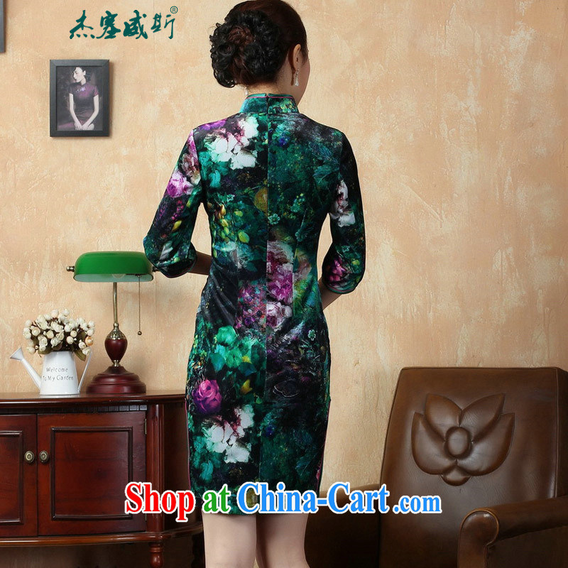 Cheng Kejie, Wiesbaden, autumn and winter, the autumn with elegant hand-tie and collar stretch the velvet cheongsam Chinese dresses TD 0007 figure XXL, Jessup, and shopping on the Internet