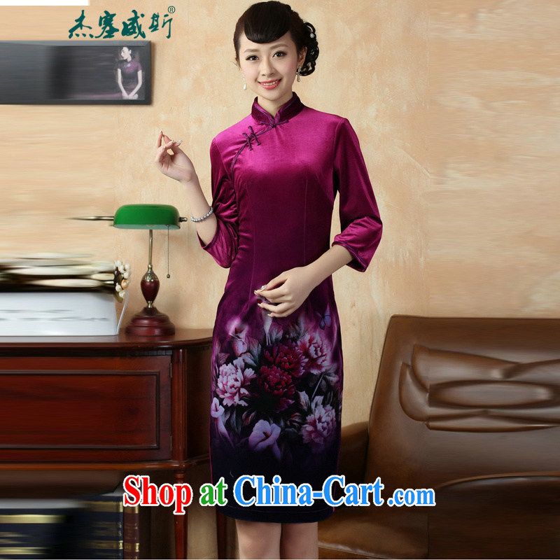 Jessup, autumn and winter, the autumn with elegant hand-tie the collar stretch the wool poster stamp cheongsam Chinese dresses TD 0006 figure XXL, Jessup, and shopping on the Internet