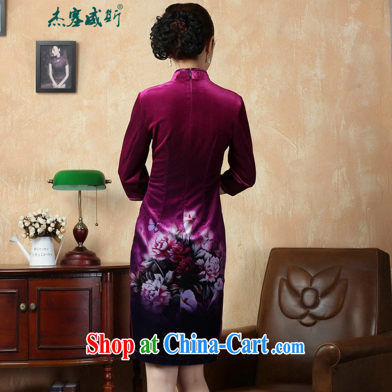 Jessup, autumn and winter, the autumn with elegant hand-tie the collar stretch the wool poster stamp cheongsam Chinese dresses TD 0006 figure XXL, Jessup, and shopping on the Internet